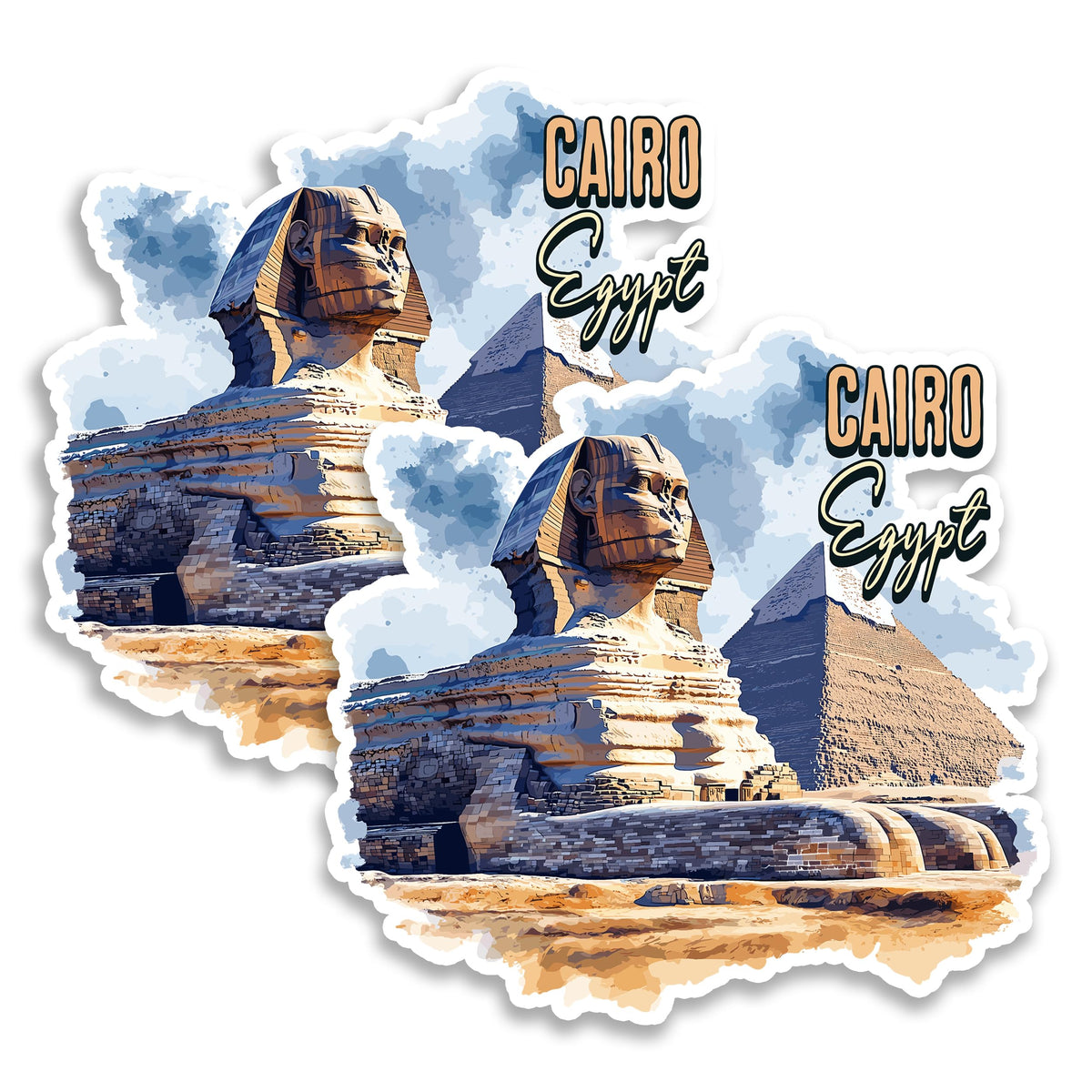 Cairo Egypt Magnet 4 Inch 2-Pack Pyramids Sphinx – Strong Vinyl Decorative Travel Magnets for Fridge Locker Kitchen Office – Cute Fun Aesthetic Cool Durable & Long-Lasting Souvenir ID44999
