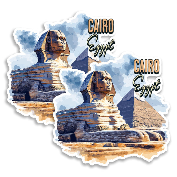 Cairo Egypt Magnet 4 Inch 2-Pack Pyramids Sphinx – Strong Vinyl Decorative Travel Magnets for Fridge Locker Kitchen Office – Cute Fun Aesthetic Cool Durable & Long-Lasting Souvenir ID44999