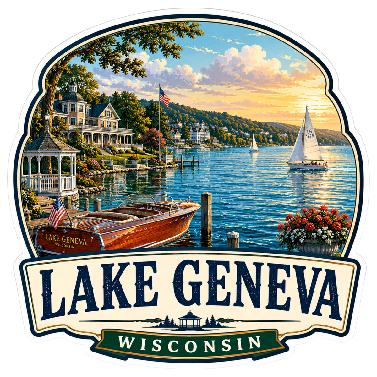 Lake Geneva Wisconsin Sticker 4 Inch — Waterproof Vinyl Decal
