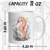 Seahorse Mug 11oz — White Ceramic Cute Marine Seahorse Coffee Mug 2