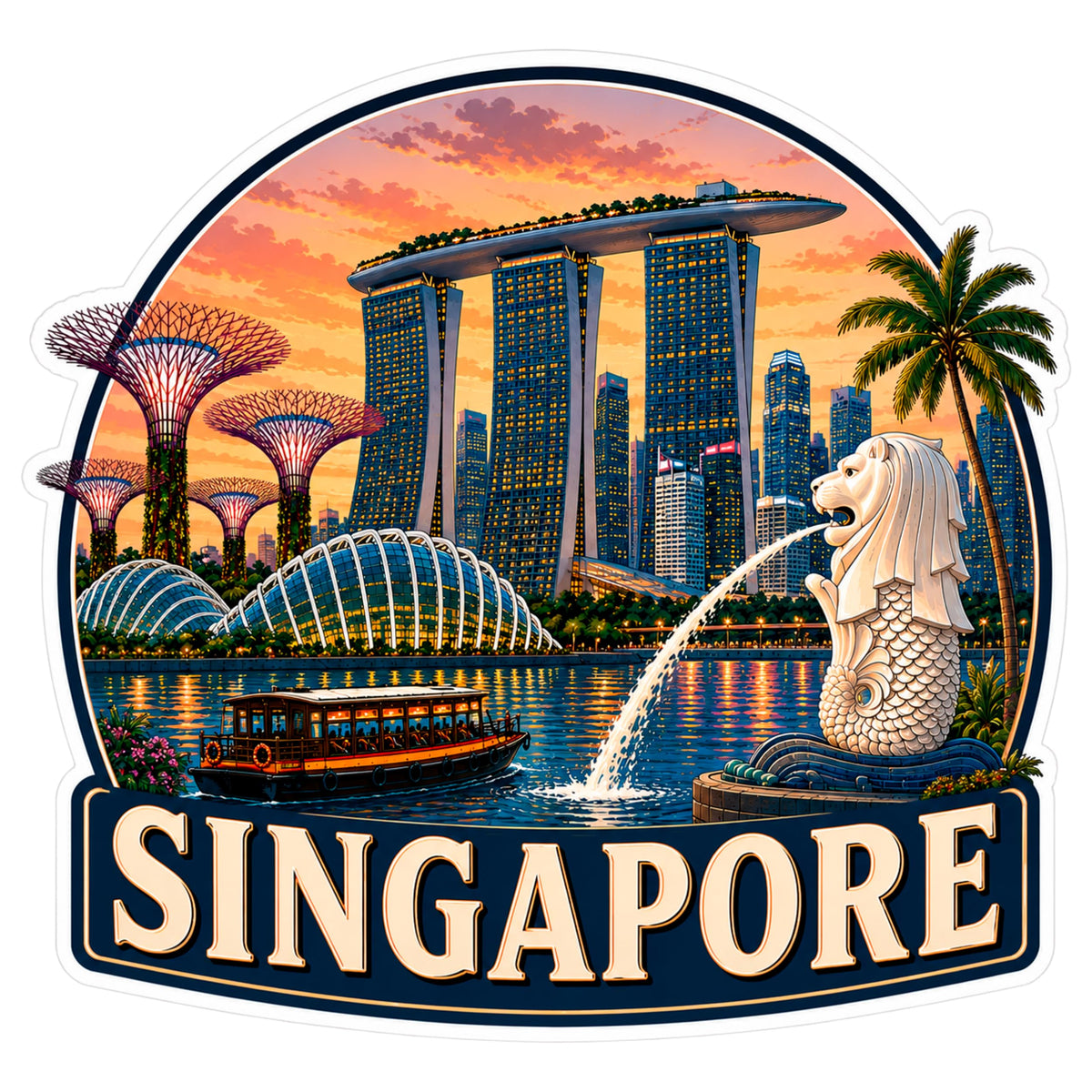 Singapore Singapore Sticker 4 Inch — Waterproof Vinyl Decal
