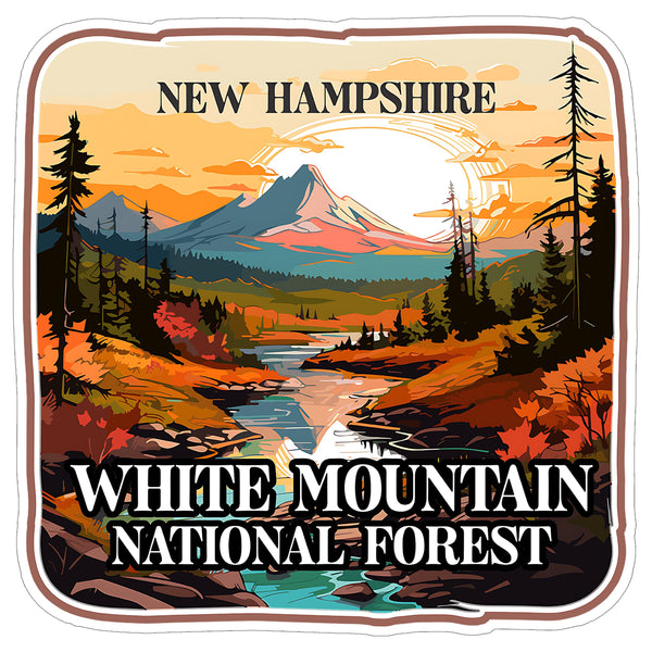 White Mountain National Forest New Hampshire Sticker 4 Inch Wilderness Trails - Waterproof Vinyl Decal for Laptop Water Bottle Car Tumbler - Durable Aesthetic Long-Lasting Stickers for Adults ID44990
