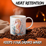 Seahorse Mug 11oz — White Ceramic Cute Marine Seahorse Coffee Mug 3