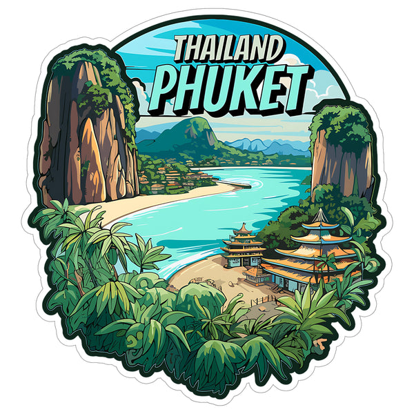 Phuket Thailand Sticker 4 Inch City Travel Souvenir Destination - Waterproof Vinyl Decal for Laptop Water Bottle Car Tumbler - Durable Aesthetic Long-Lasting Stickers for Adults ID44990