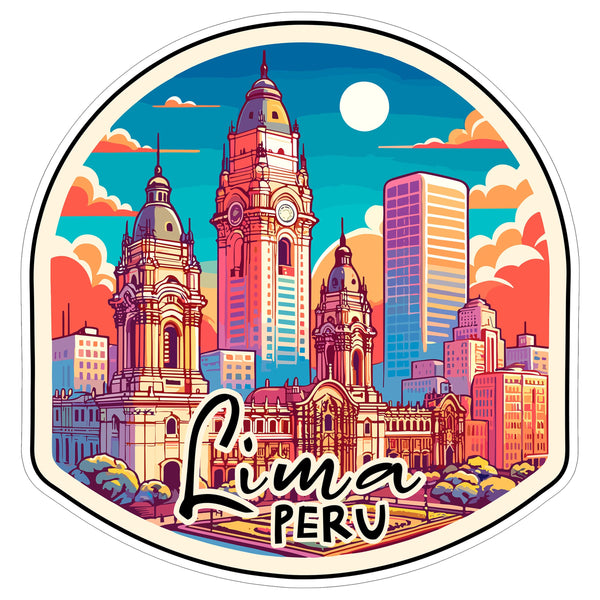 Lima Peru Sticker 4 Inch City Travel Souvenir Destination - Waterproof Vinyl Decal for Laptop Water Bottle Car Tumbler - Durable Aesthetic Long-Lasting Stickers for Adults ID44990