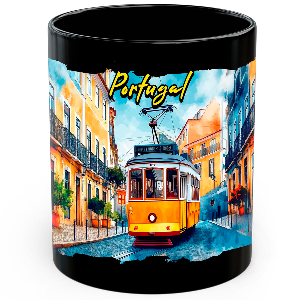 Portugal Coffee Mug 11oz — Black Ceramic Lisbon Algarve Coast Mug