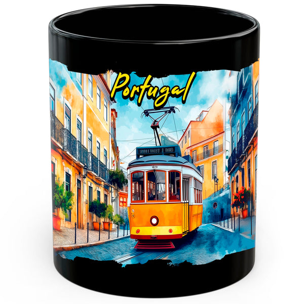 Portugal Coffee Mug 11oz — Black Ceramic Lisbon Algarve Coast Mug