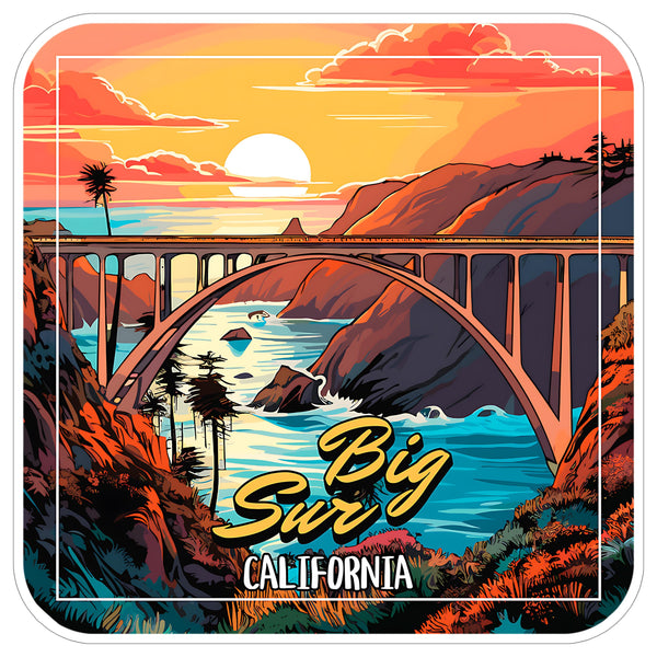 Big Sur California Sticker 4 Inch Travel Souvenir City Destination - Waterproof Vinyl Decal for Laptop Water Bottle Car Tumbler - Durable Aesthetic Long-Lasting Stickers for Adults ID44990