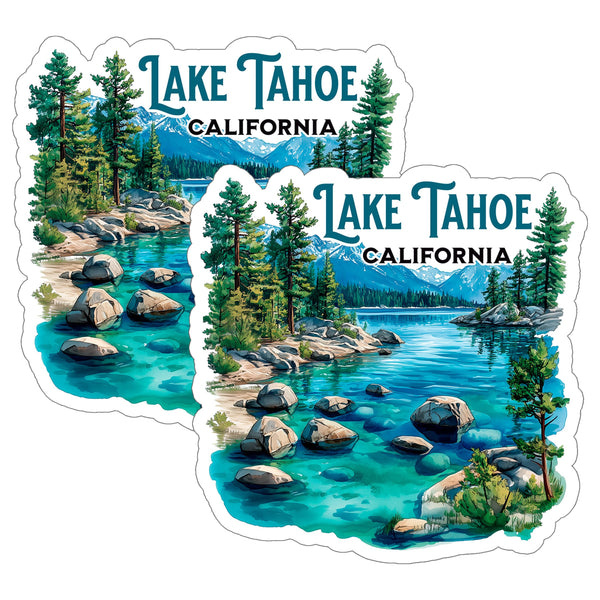 Lake Tahoe California Sticker 4 Inch 2-Pack - Waterproof Vinyl Decal for Laptop Water Bottle Car Tumbler - Durable Aesthetic Long-Lasting Stickers for Adults ID45039