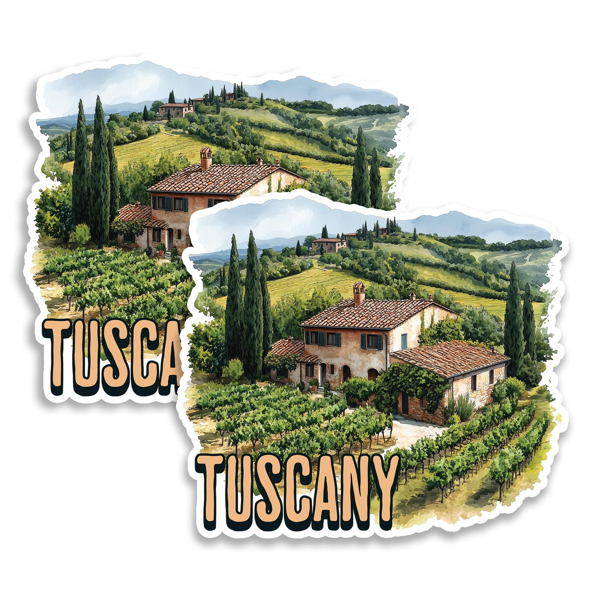 Tuscany Magnet 4 Inch 2-Pack Vineyards Florence – Strong Vinyl Decorative Travel Magnets for Fridge Locker Kitchen Office – Cute Fun Aesthetic Cool Durable & Long-Lasting Souvenir ID44999