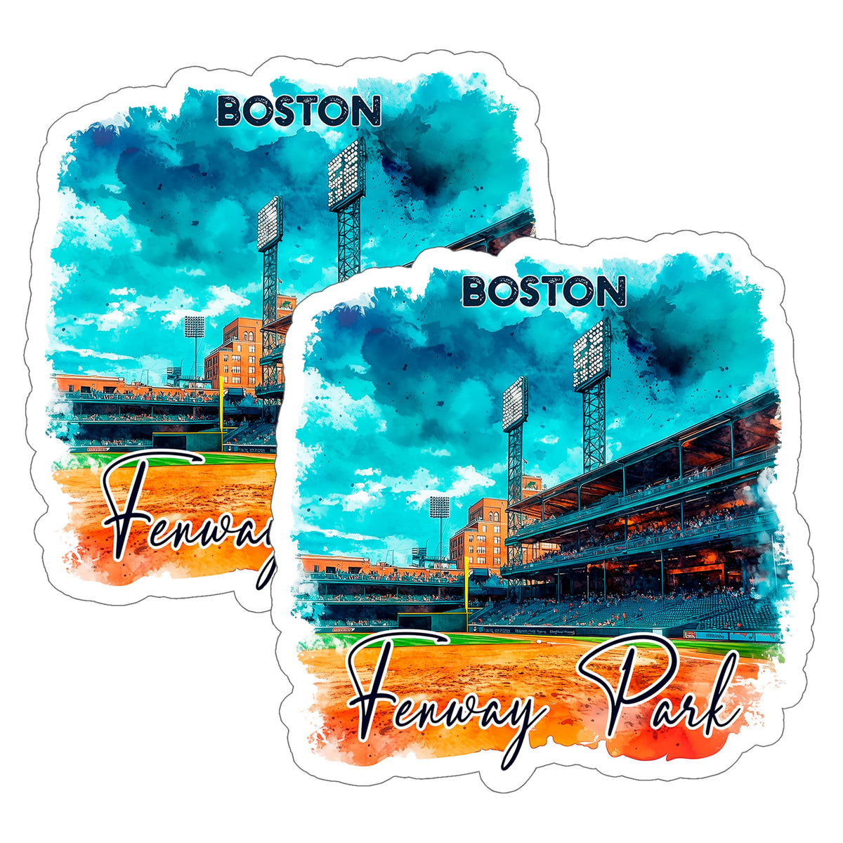 Fenway Park Boston Massachusetts Sticker 4 Inch 2-Pack - Waterproof Vinyl Decal for Laptop Water Bottle Car Tumbler - Durable Aesthetic Long-Lasting Stickers for Adults ID45039