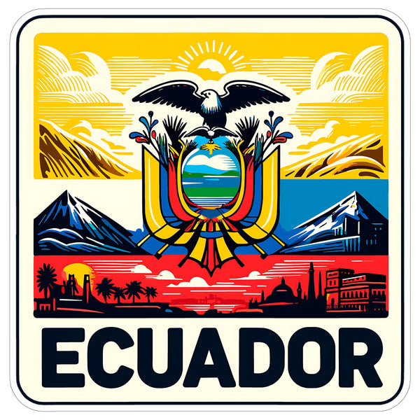 Ecuador Sticker 4 Inch City Travel Souvenir Destination - Waterproof Vinyl Decal for Laptop Water Bottle Car Tumbler - Durable Aesthetic Long-Lasting Stickers for Adults ID44990