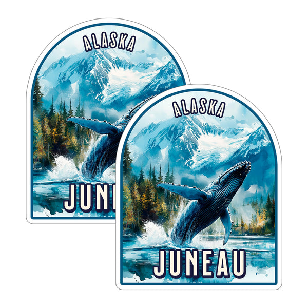 Juneau Alaska Sticker 4 Inch 2-Pack - Waterproof Vinyl Decal for Laptop Water Bottle Car Tumbler - Durable Aesthetic Long-Lasting Stickers for Adults ID45039