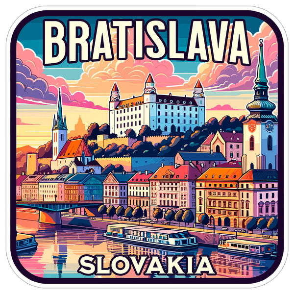 Bratislava Slovakia Sticker 4 Inch City Travel Souvenir Destination - Waterproof Vinyl Decal for Laptop Water Bottle Car Tumbler - Durable Aesthetic Long-Lasting Stickers for Adults ID44990