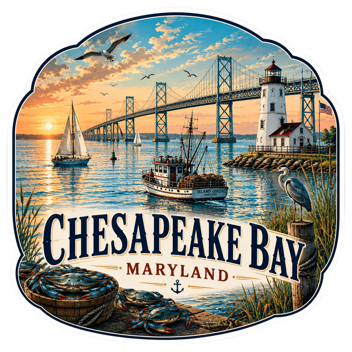 Chesapeake Bay Maryland Sticker 4 Inch — Waterproof Vinyl Decal