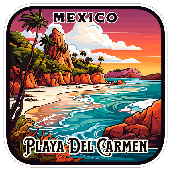 Playa Del Carmen Mexico Sticker 4 Inch City Travel Souvenir Destination - Waterproof Vinyl Decal for Laptop Water Bottle Car Tumbler - Durable Aesthetic Long-Lasting Stickers for Adults ID44990
