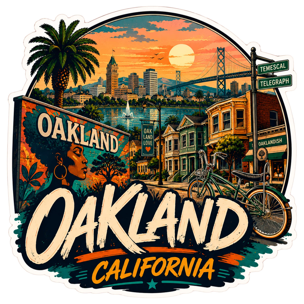 Oakland California Sticker 4 Inch — Waterproof Vinyl Decal