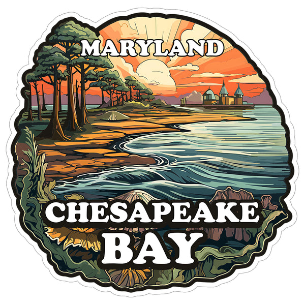 Chesapeake Bay Maryland Sticker 4 Inch Coastal Travel Souvenir Destination - Waterproof Vinyl Decal for Laptop Water Bottle Car Tumbler - Durable Aesthetic Long-Lasting Stickers for Adults ID44990