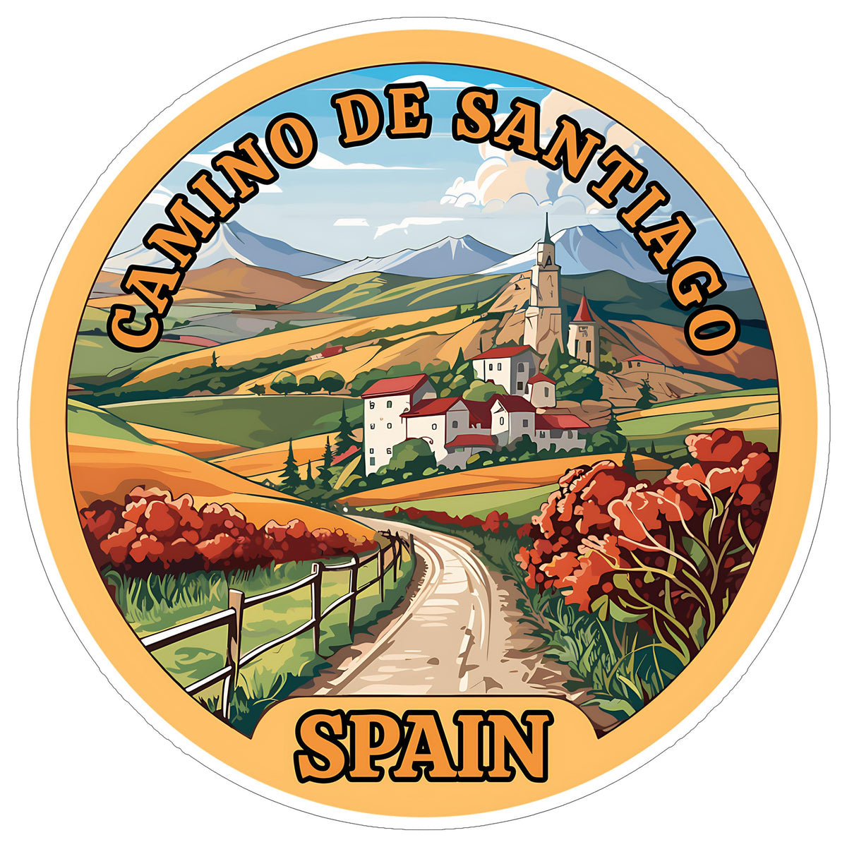 Camino De Santiago Spain Sticker 4 Inch — Waterproof Vinyl Decal City Travel Souvenir