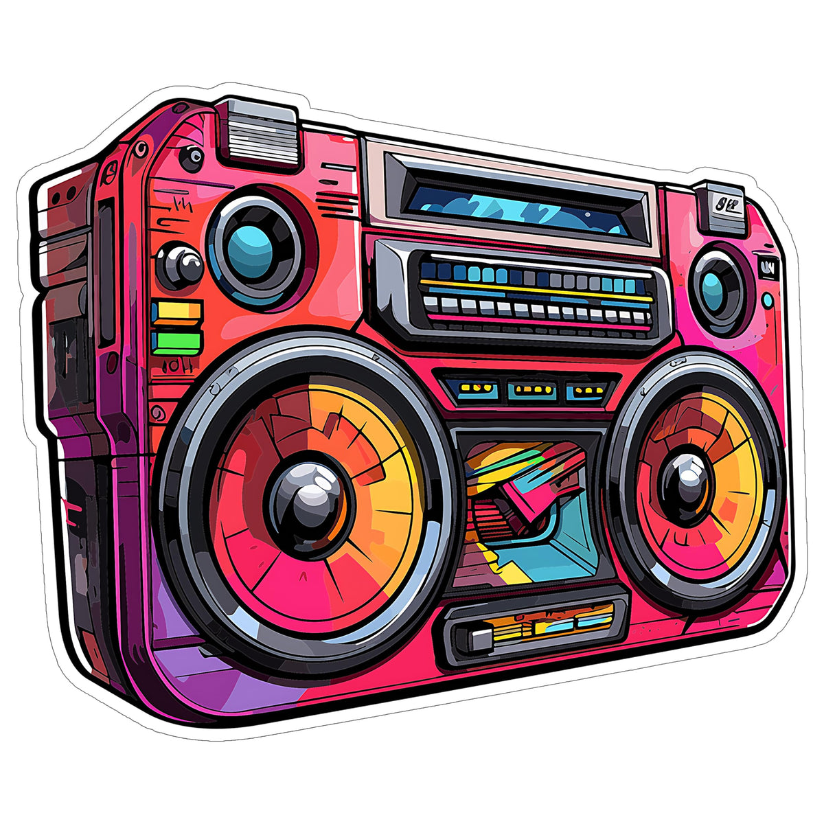Boom Box Sticker 4 Inch — Waterproof Vinyl Decal Retro 80s Music Stereo