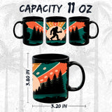 Bigfoot Coffee Mug 11oz — Black Ceramic Sasquatch Cryptid Funny Mug 2