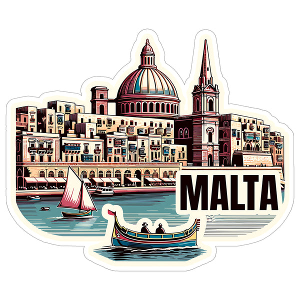 Malta Sticker 4 Inch City Travel Souvenir Destination - Waterproof Vinyl Decal for Laptop Water Bottle Car Tumbler - Durable Aesthetic Long-Lasting Stickers for Adults ID44990