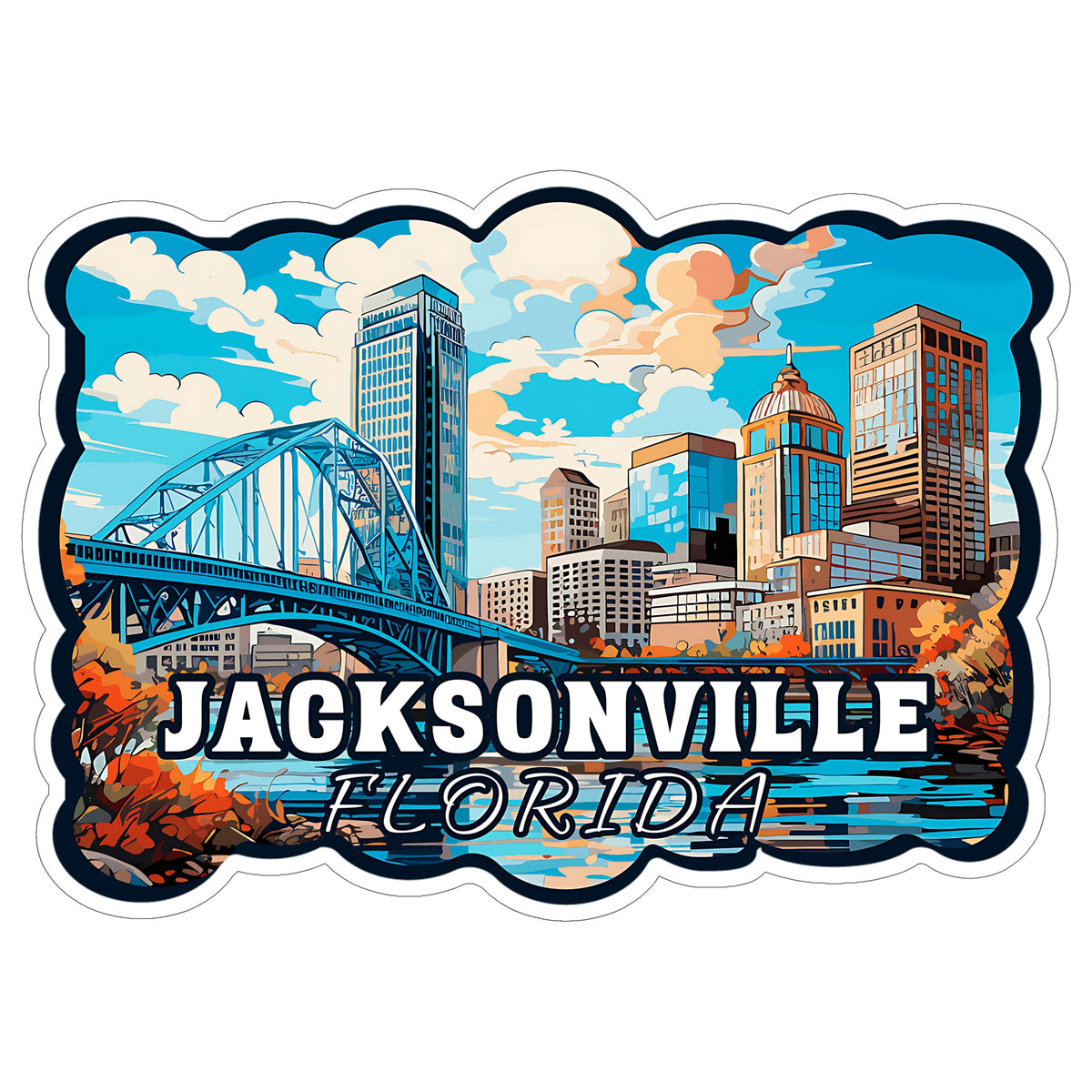 Jacksonville Florida Sticker 4 Inch City Travel Souvenir Destination - Waterproof Vinyl Decal for Laptop Water Bottle Car Tumbler - Durable Aesthetic Long-Lasting Stickers for Adults ID44990