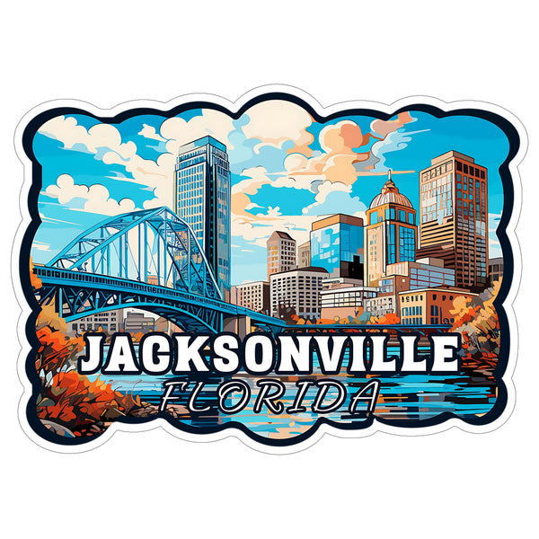 Jacksonville Florida Sticker 4 Inch City Travel Souvenir Destination - Waterproof Vinyl Decal for Laptop Water Bottle Car Tumbler - Durable Aesthetic Long-Lasting Stickers for Adults ID44990
