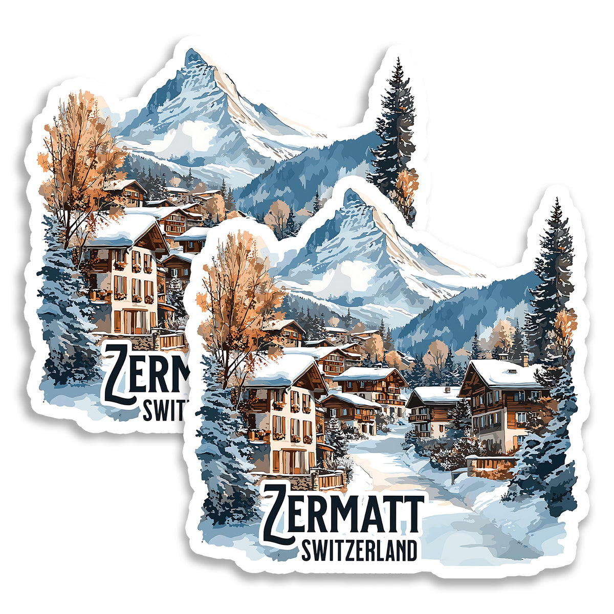 Zermatt Switzerland Magnet 4 Inch 2-Pack Matterhorn – Strong Vinyl Decorative Travel Magnets for Fridge Locker Kitchen Office – Cute Fun Aesthetic Cool Durable & Long-Lasting Souvenir ID44999