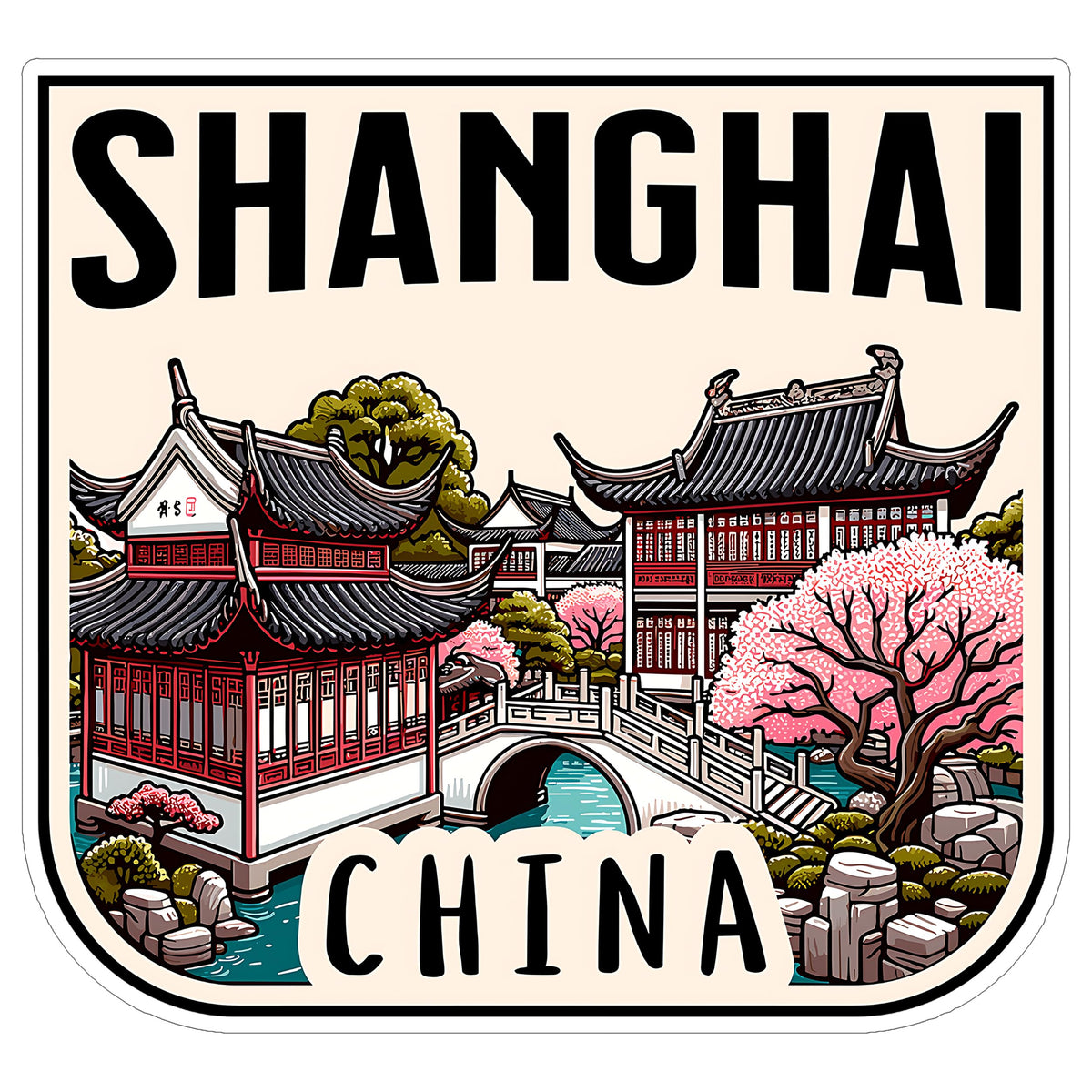Shanghai China Sticker 4 Inch — Waterproof Vinyl Decal City Travel Souvenir