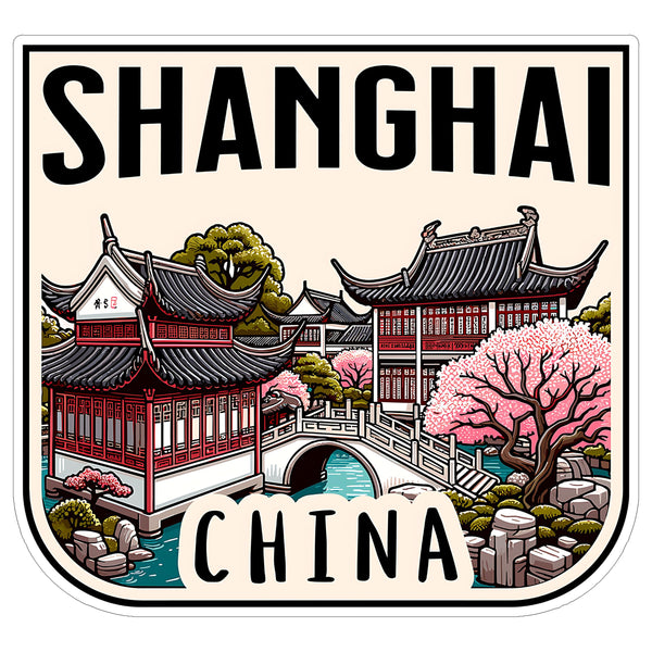 Shanghai China Sticker 4 Inch City Travel Souvenir Destination - Waterproof Vinyl Decal for Laptop Water Bottle Car Tumbler - Durable Aesthetic Long-Lasting Stickers for Adults ID44990