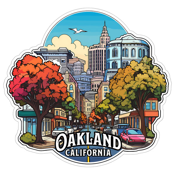 Oakland California Sticker 4 Inch Travel Souvenir City Destination - Waterproof Vinyl Decal for Laptop Water Bottle Car Tumbler - Durable Aesthetic Long-Lasting Stickers for Adults ID44990