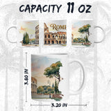 Rome Italy Coffee Mug 11oz — White Ceramic Eternal City Mug 2