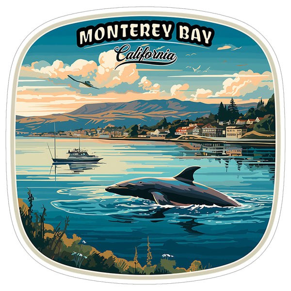 Monterey Bay California Sticker 4 Inch — Waterproof Vinyl Decal Coastal