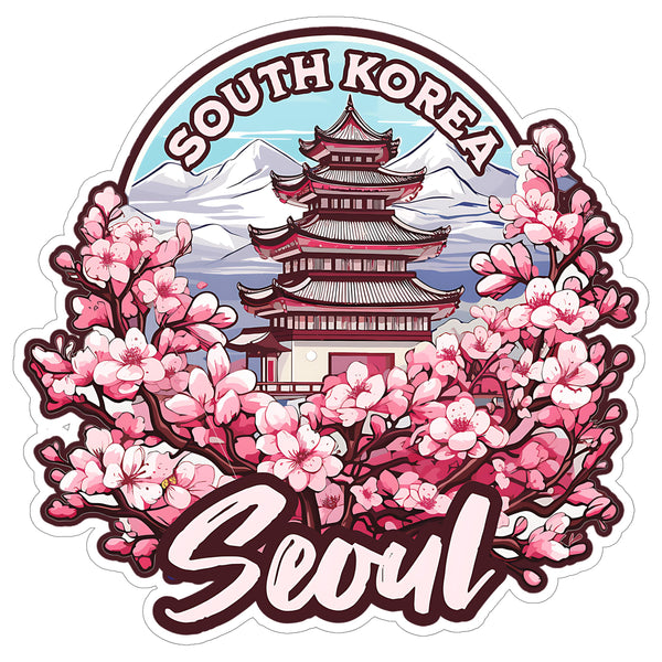 Seoul South Korea Sticker 4 Inch City Travel Souvenir Destination - Waterproof Vinyl Decal for Laptop Water Bottle Car Tumbler - Durable Aesthetic Long-Lasting Stickers for Adults ID44990
