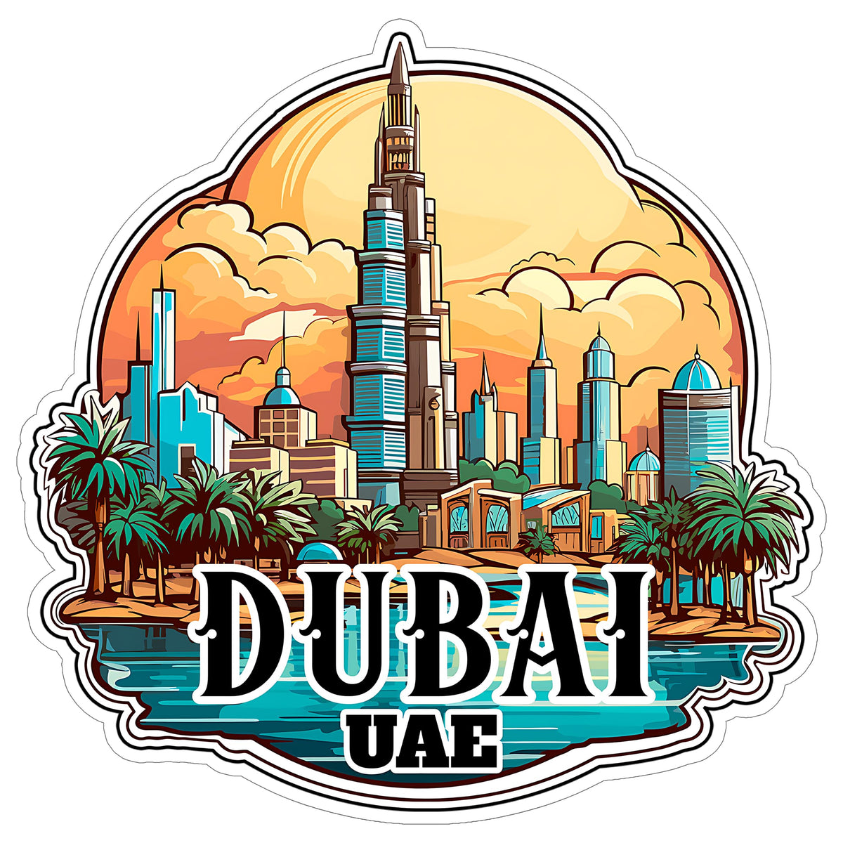 Dubai United Arab Emirates UAE Sticker 4 Inch — Waterproof Vinyl Decal Travel Souvenir