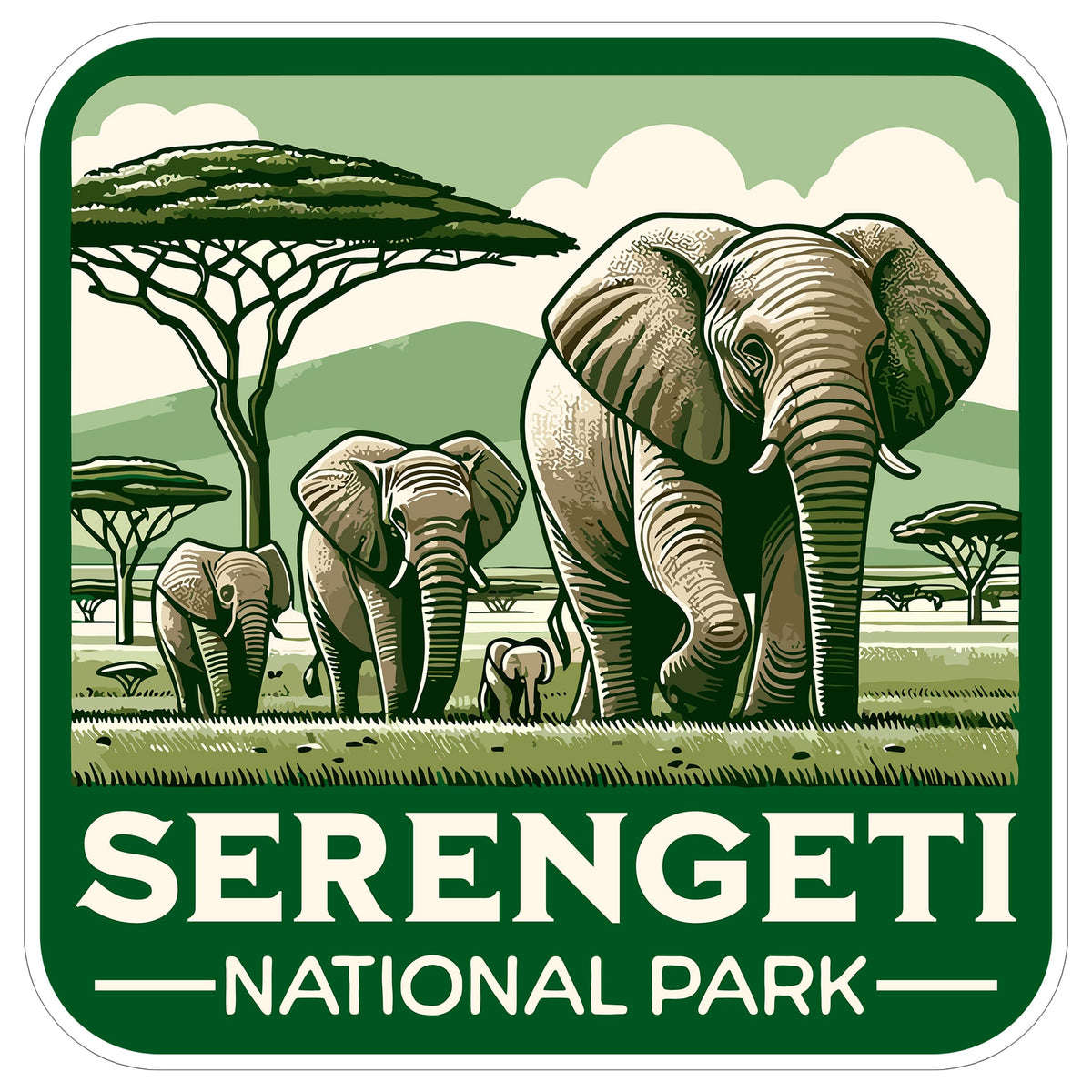 Serengeti National Park Sticker 4 Inch — Waterproof Vinyl Decal Nature Hiking Camping