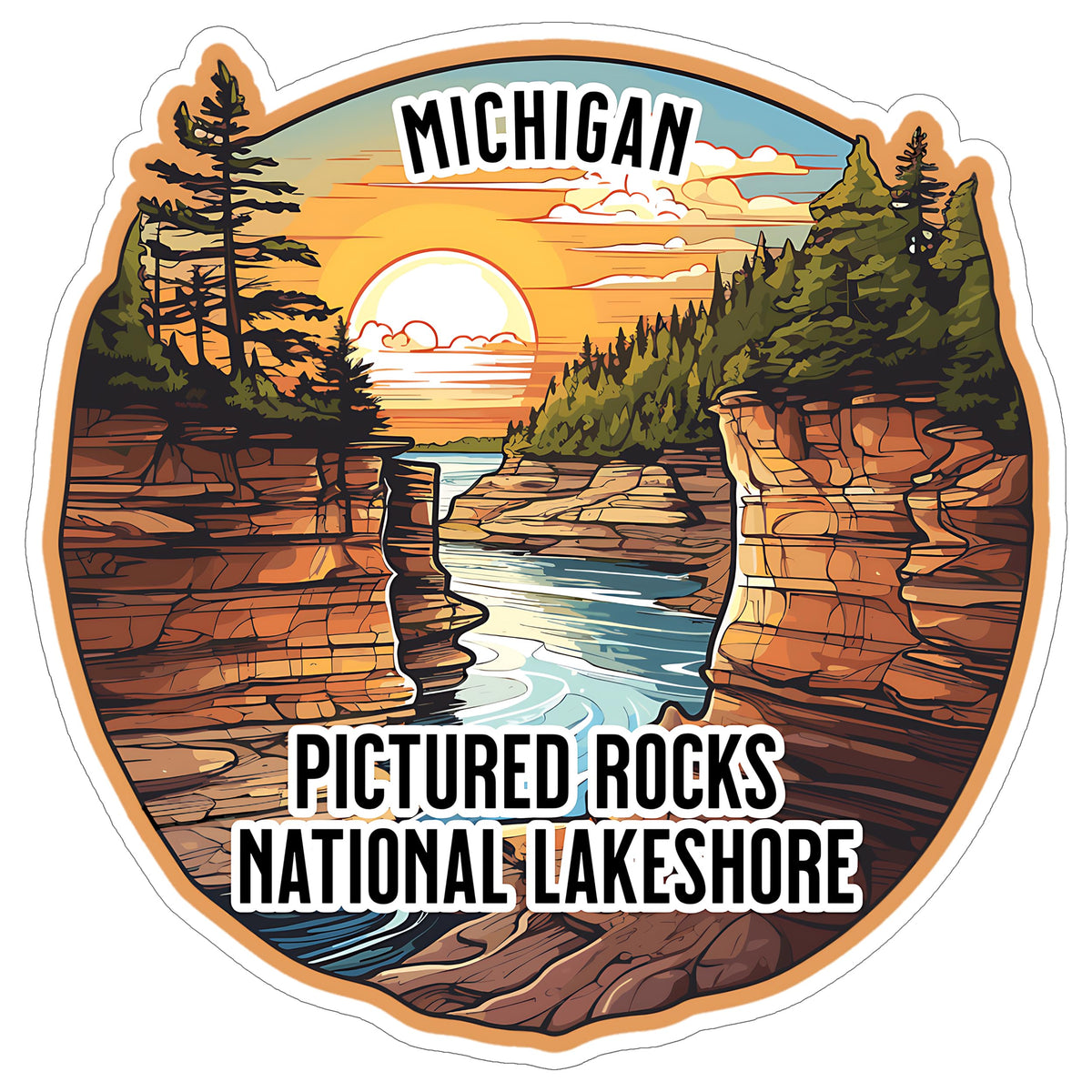 Pictured Rocks National Lakeshore Michigan Sticker 4 Inch — Waterproof Vinyl Decal Lake Waterfront