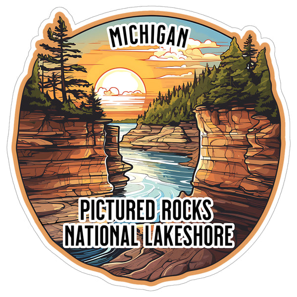Pictured Rocks National Lakeshore Michigan Sticker 4 Inch Lake Waterfront - Waterproof Vinyl Decal for Laptop Water Bottle Car Tumbler - Durable Aesthetic Long-Lasting Stickers for Adults ID44990