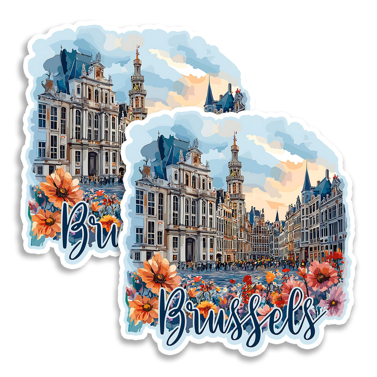 Brussels Belgium Fridge Magnet 4 Inch 2-Pack Capital Europe – Strong Vinyl Decorative Travel Magnets for Fridge Locker Kitchen Office – Cute Fun Aesthetic Cool Durable & Long-Lasting Souvenir ID44999