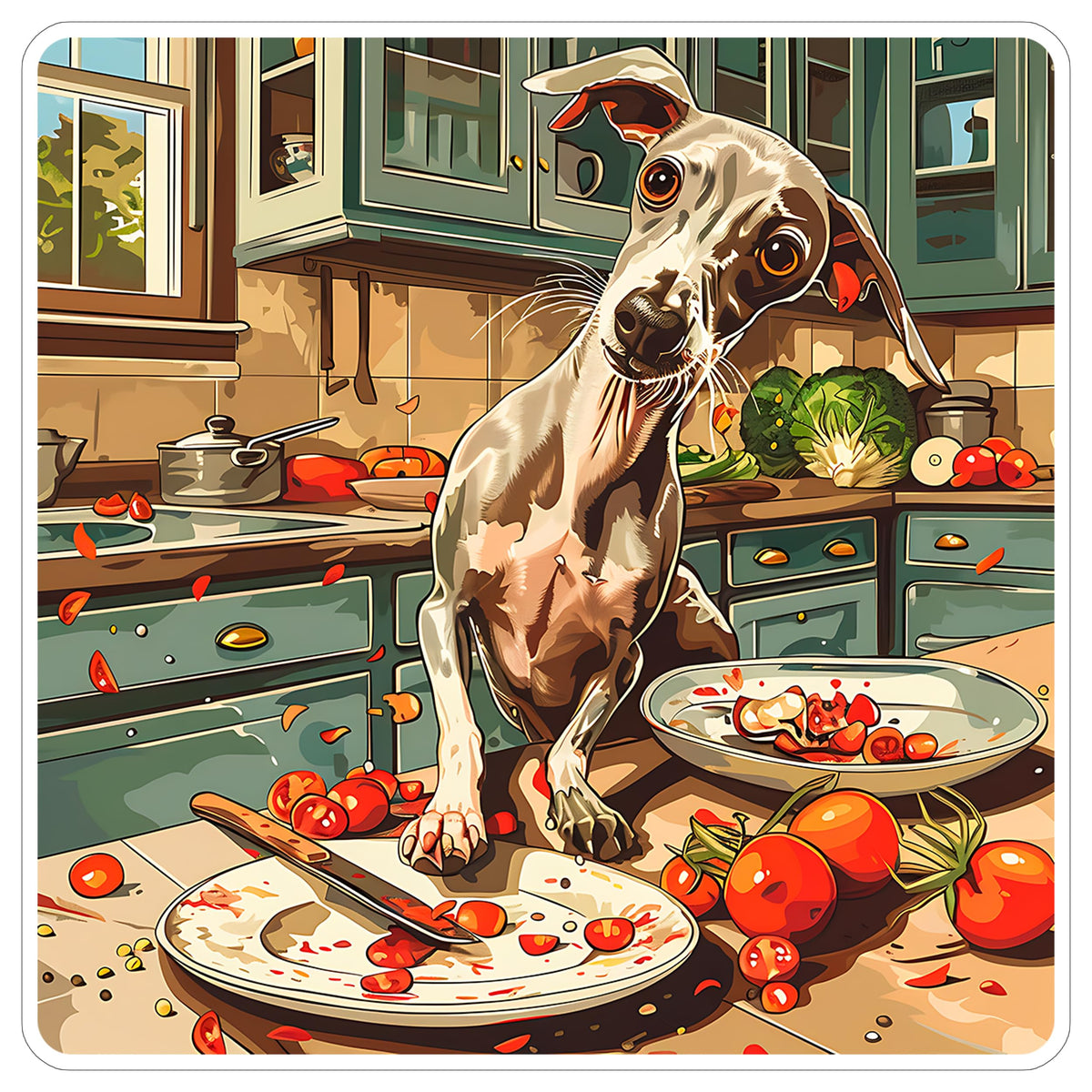 Whippet Sticker 4 Inch — Waterproof Vinyl Decal Sighthound Racing Fast Dog
