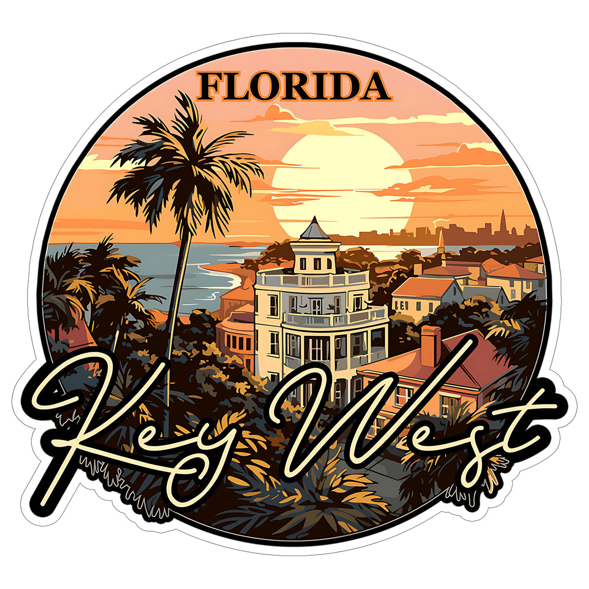 Key West Florida Sticker 4 Inch — Waterproof Vinyl Decal City Travel Souvenir