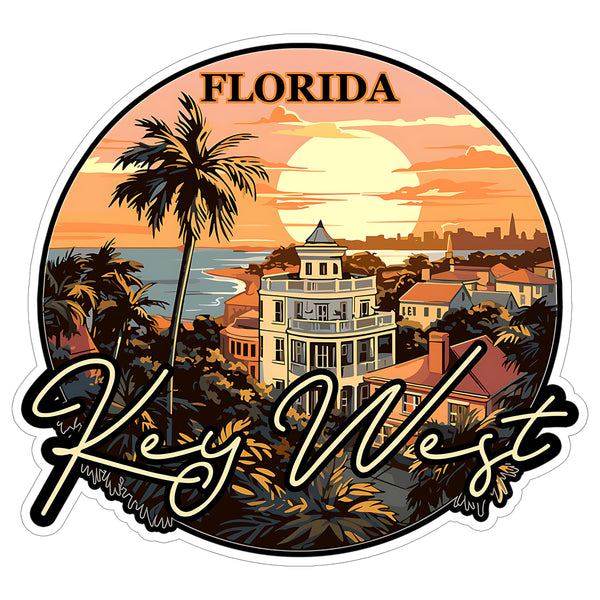 Key West Florida Sticker 4 Inch — Waterproof Vinyl Decal City Travel Souvenir