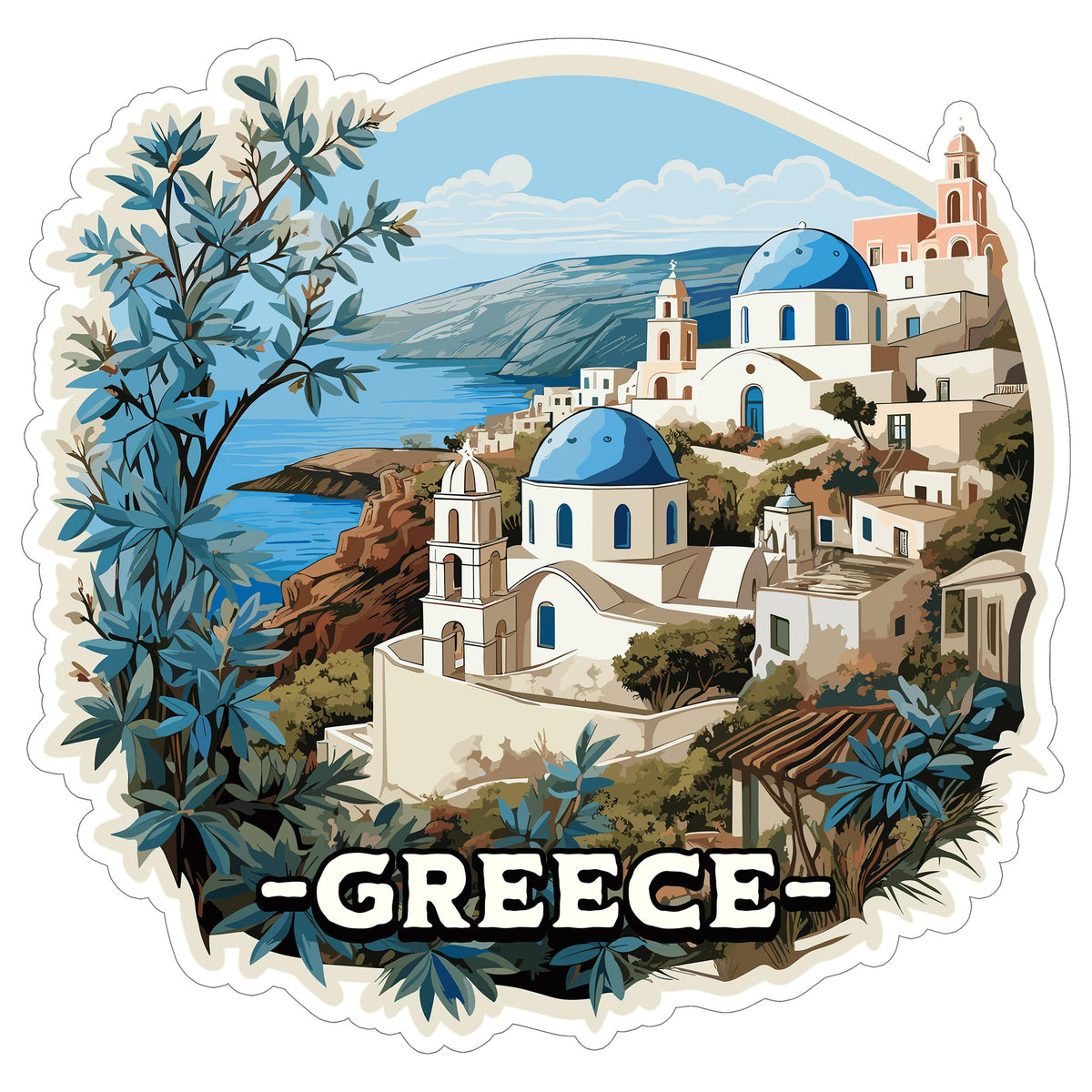 Greece Sticker 4 Inch City Travel Souvenir Destination - Waterproof Vinyl Decal for Laptop Water Bottle Car Tumbler - Durable Aesthetic Long-Lasting Stickers for Adults ID44990