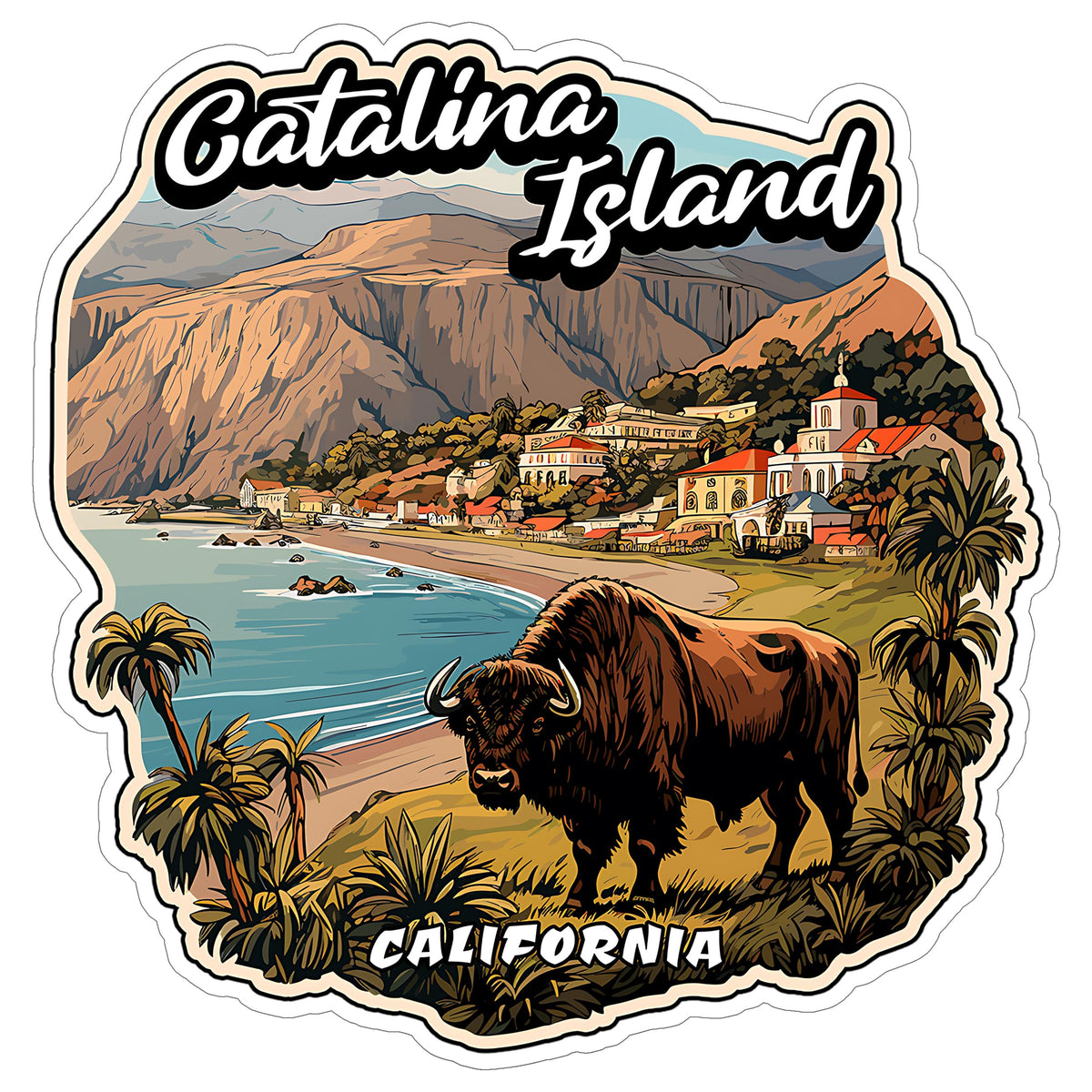 Catalina Island California Sticker 4 Inch — Waterproof Vinyl Decal Coastal Beach Seaside