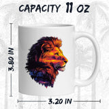 Lion Mug 11oz — White Ceramic Majestic King Lion Coffee Mug 2