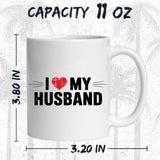 I Love My Husband Mug 11oz — White Ceramic Romantic Coffee Mug 2
