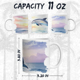 Dolphin Coffee Mug 11oz — White Ceramic Porpoise Marine Gift Mug 2