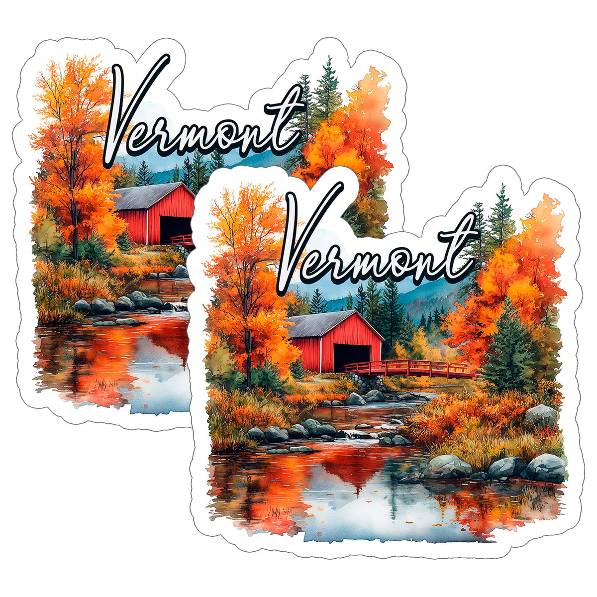 Vermont State Sticker 4 Inch 2-Pack - Waterproof Vinyl Decal for Laptop Water Bottle Car Tumbler - Durable Aesthetic Long-Lasting Stickers for Adults ID45039