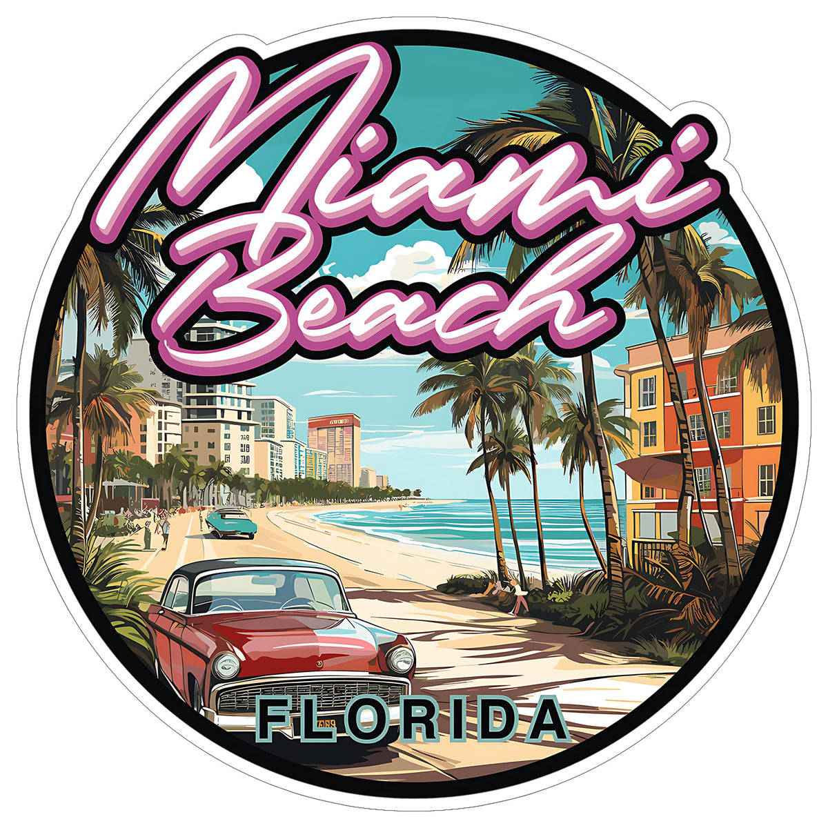 Miami Beach Florida Sticker 4 Inch — Waterproof Vinyl Decal Ocean Coastal